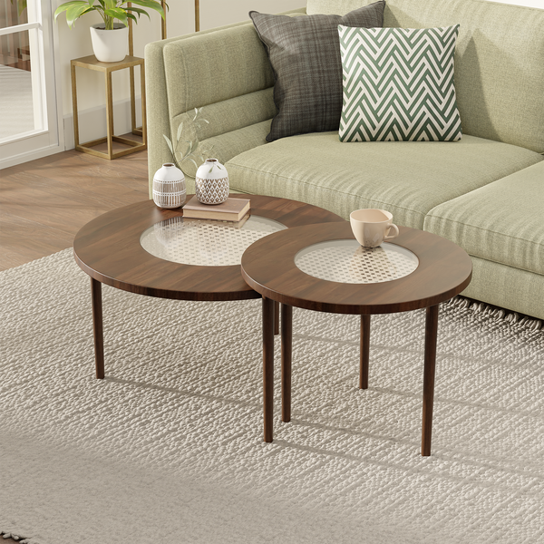 Uma Cane Nesting Coffee Table