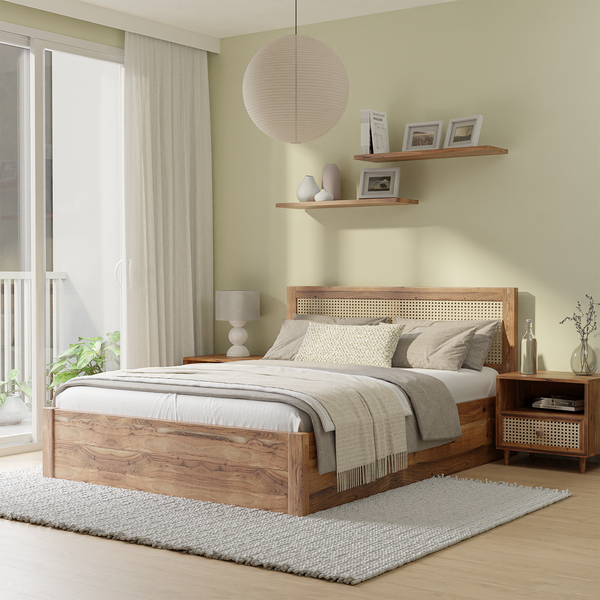 Elara Cane Bed with Storage